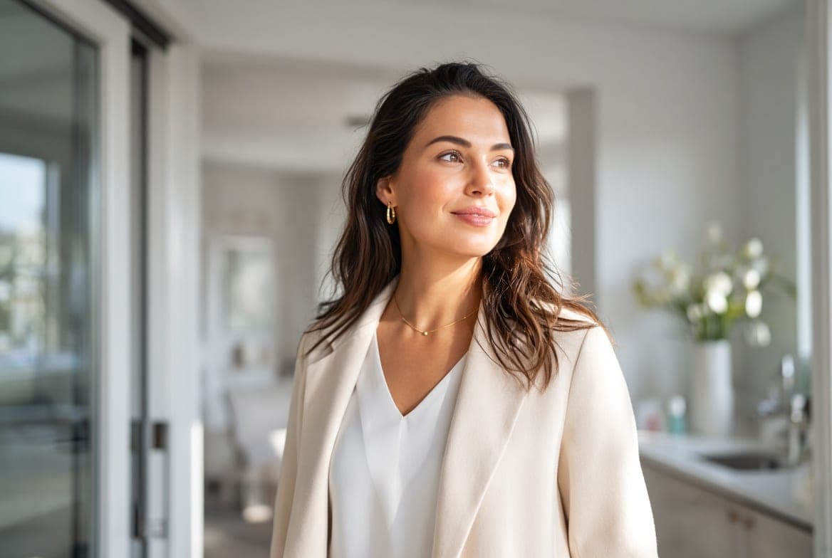 A smiling client at a med spa