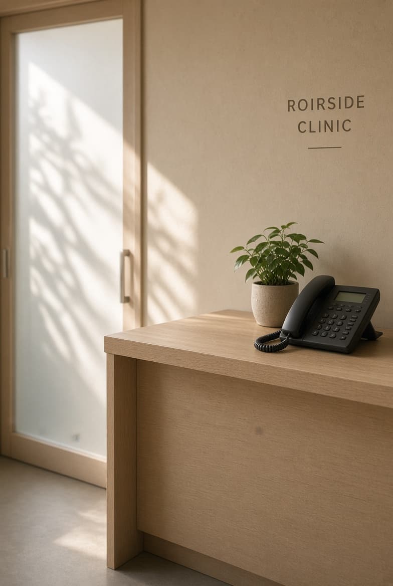A reception desk at a law firm with the phone unattended