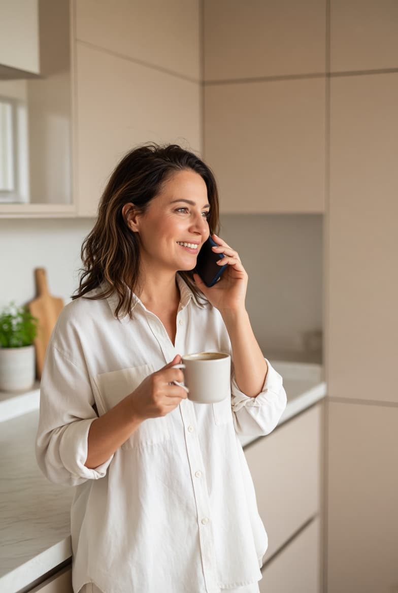 A manager listening to the AI worker on the phone